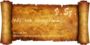 Vétek Szvetlana névjegykártya